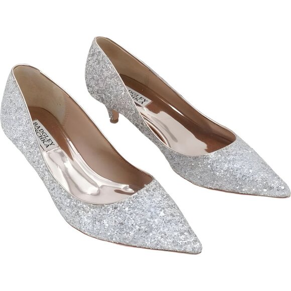 Badgley Mischka Women's Madison II Pump, Glitter Champagne Size 8 - Picture 4 of 6